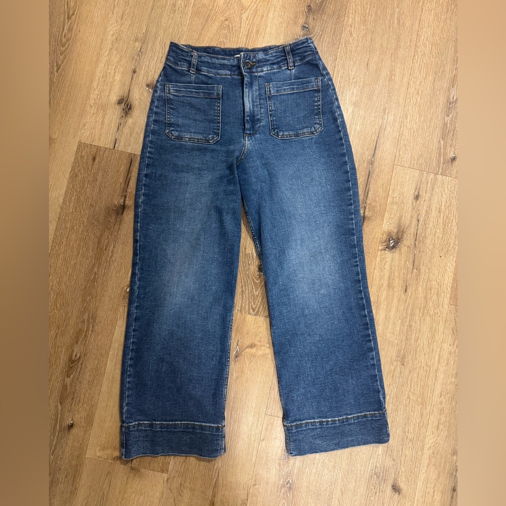 Bagatelle straight wide leg crop jeans in medium denim blue 💙💙